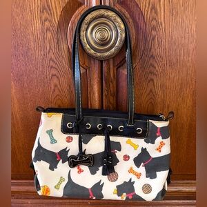 SOLD Vintage Dooney & Bourke Cream Scottie Dog Satchel Bag Made in USA  9"x 14"